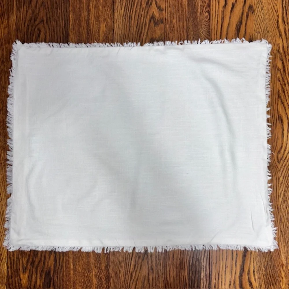 CASA LUNA White Fringed Pillow Shams Covers Full/Queen Size Set of Two